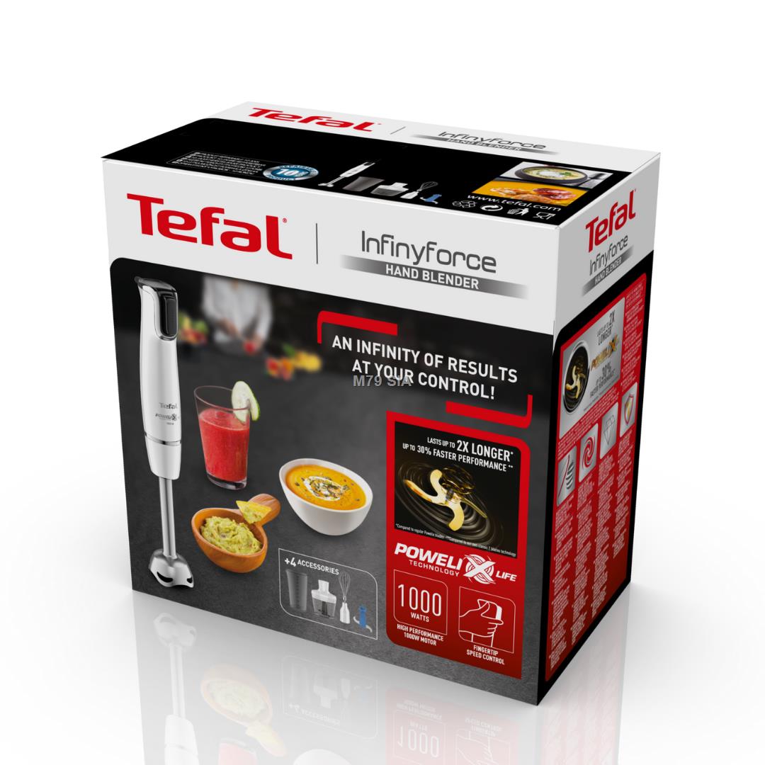 TEFAL rokas blenderis Infinity Force,  balts/nerūsējošais tērauda HB9441 Blenderis