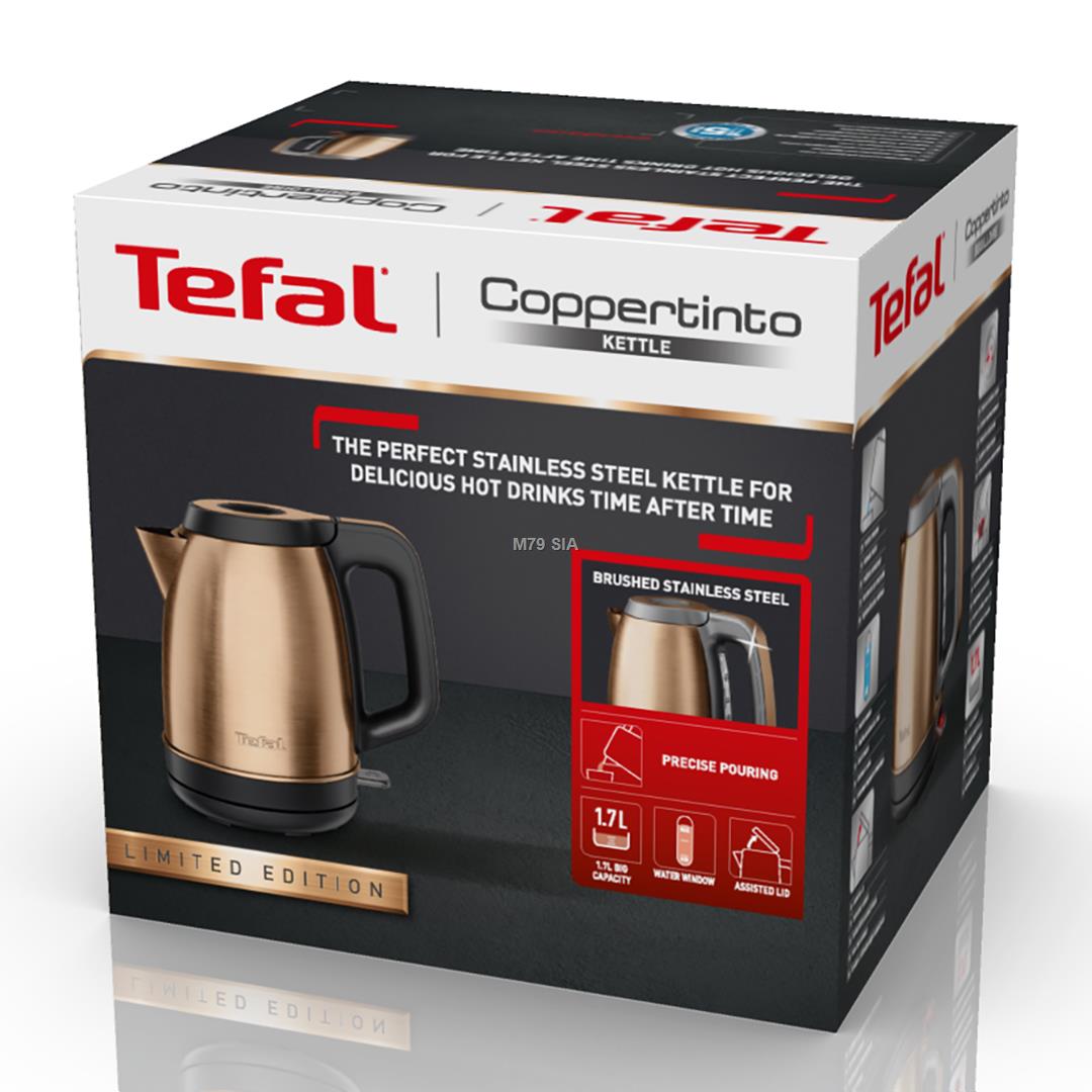 Tefal Coppertinto, 1.7 L, melna/vara - Tejkanna KI280G10 (3045387249410)