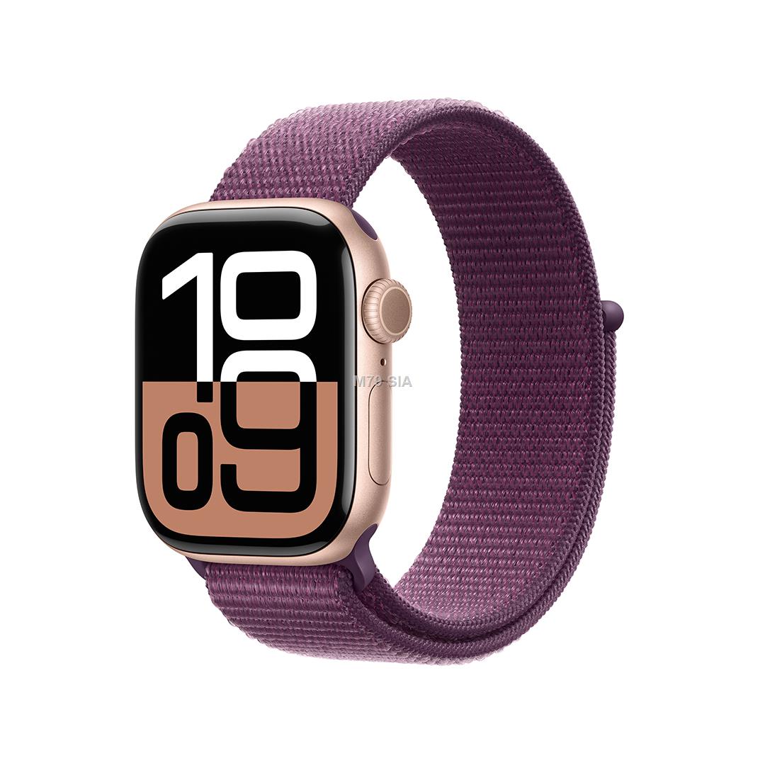 Watch Series 10 GPS 42 mm Rose Gold Aluminium Case with Plum Sport Loop Viedais pulkstenis, smartwatch