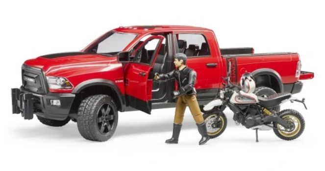 Bruder Dodge RAM 2500 Power Wagon with a trailer and a motorcycle Ducati 02502 Rotaļu auto un modeļi