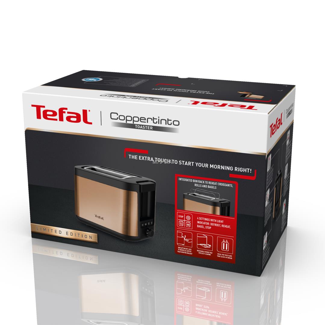 Tefal Coppertinto, 850 W, melna/vara - Tosteris  TT430G10 (3045387249571) mūzikas centrs