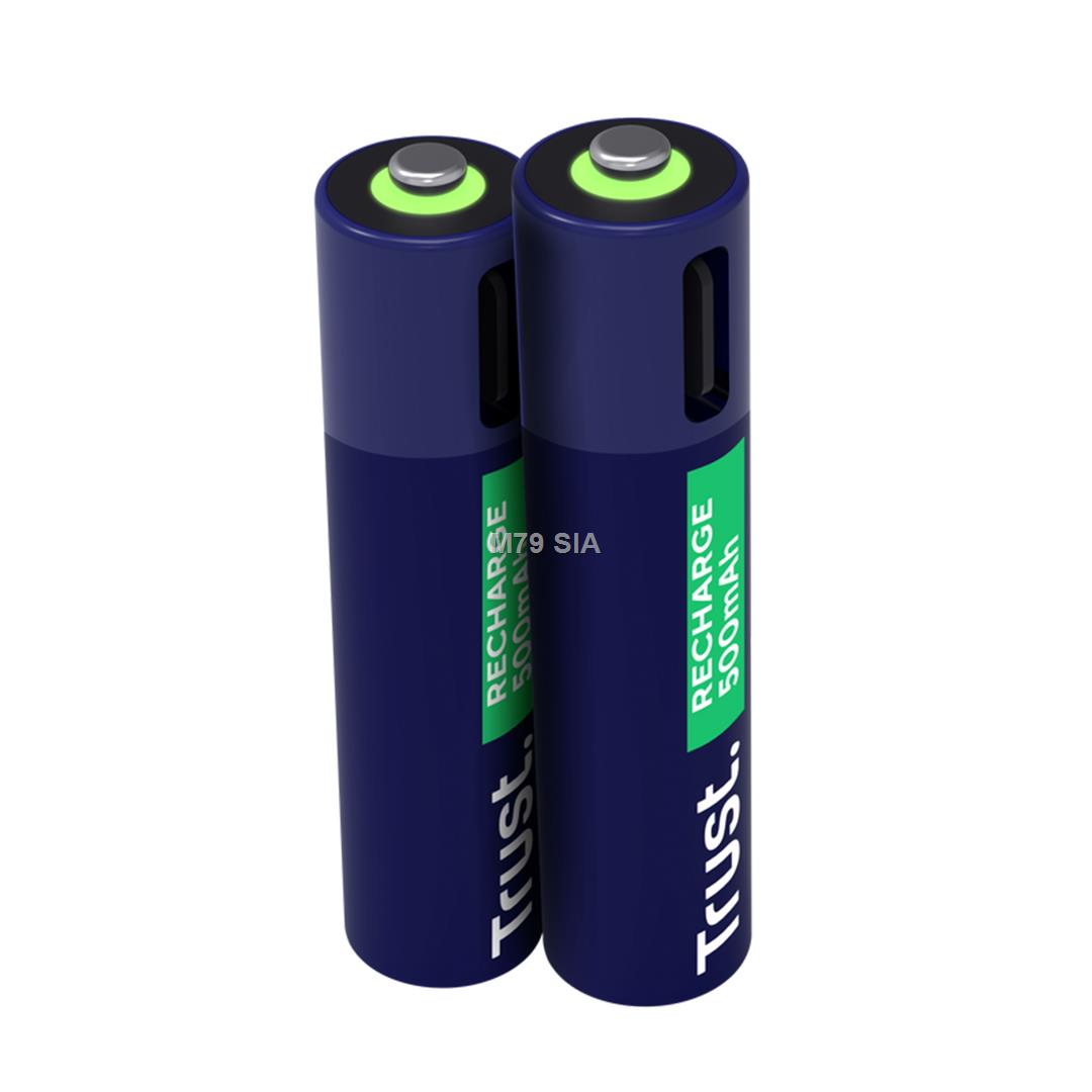 Trust USB-C rechargeable AAA batteries, 2 gab. - Uzladejamas baterijas 25585 (8713439255850) Cepeškrāsns