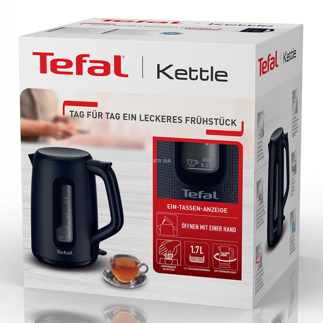 Tefal KO2M0810 Morning Kettle 1.7 L, black Elektriskā Tējkanna