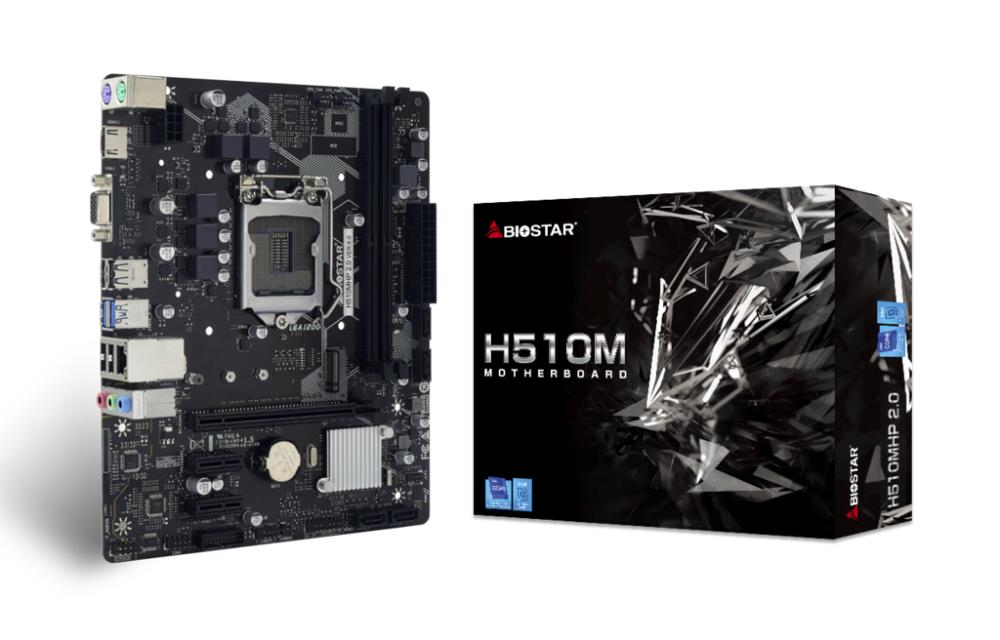 BIOSTAR H510MHP Intel H510|LGA1200|MicroATX|Memory DDR4|Memory slots 2|2xPCI-Express 3.0 1x|1xPCI-Express 4.0 16x|1xM.2|1x15pin D-sub|1xHD pamatplate, mātesplate