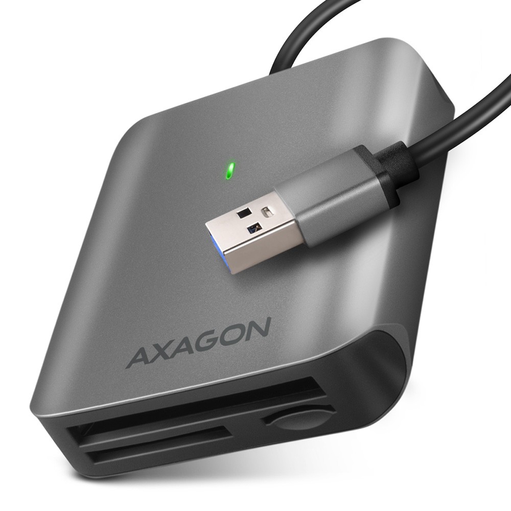 Axagon Aluminum high-speed USB-A 3.2 Gen 1 memory card reader. 3 slots, UHS-II. karšu lasītājs