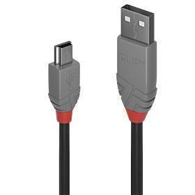 Lindy USB 2.0 Kabel Typ A/Mini-B Anthra Line M/M 0.5m USB kabelis