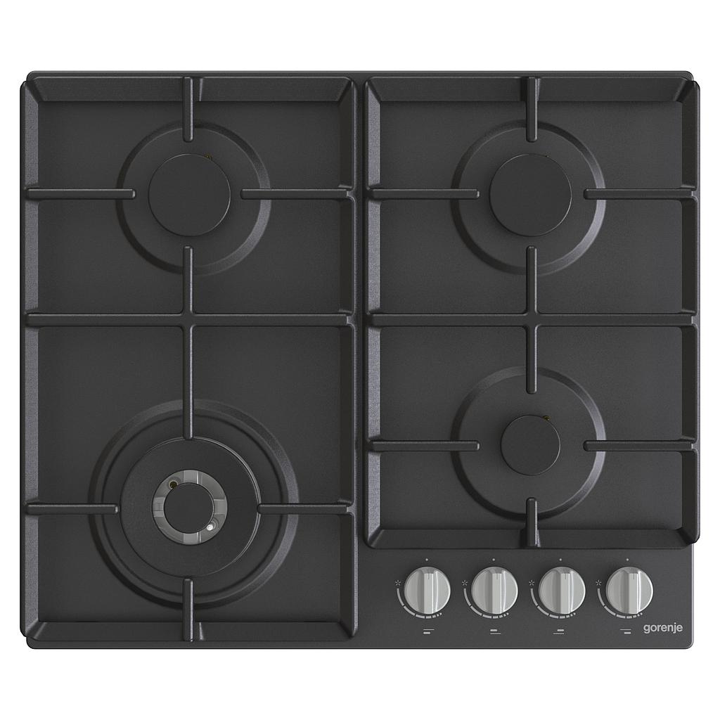 Gorenje Hob GW641EXB Gas, Number of burners/cooking zones 4, Mechanical, Black 3838782467165 plīts virsma