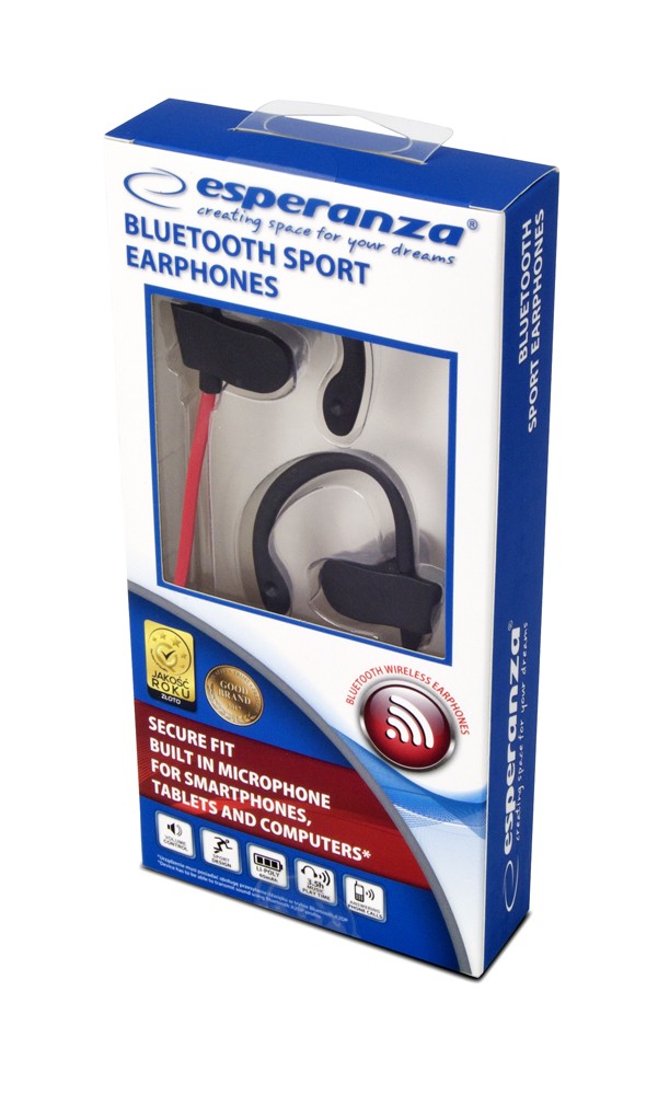 ESPERANZA EH188R - BLUETOOTH SPORT EARPHONES BLACK/RED