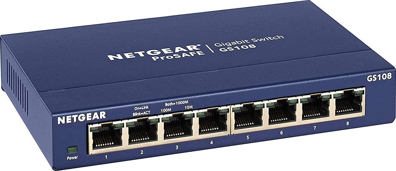 Netgear ProSafe 8-Port Gigabit Desktop Switch Metal (GS108GE) komutators