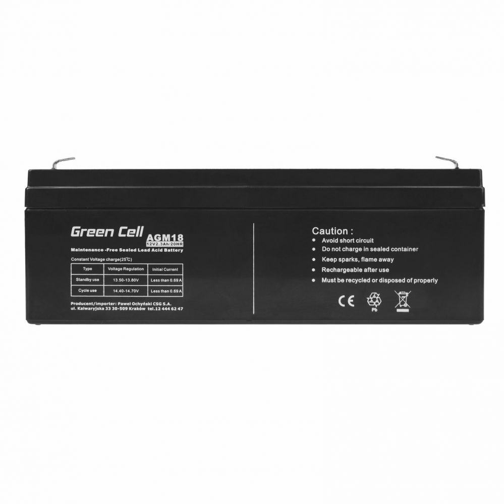 GREEN CELL Battery AGM 12V 2.3 Ah UPS aksesuāri