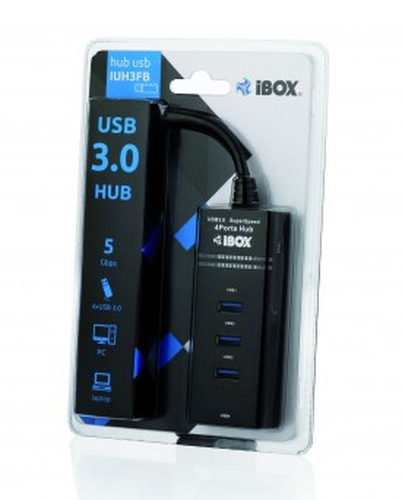 HUB I-BOX USB 3.0 BLACK 4-PORTS piederumi cietajiem diskiem HDD