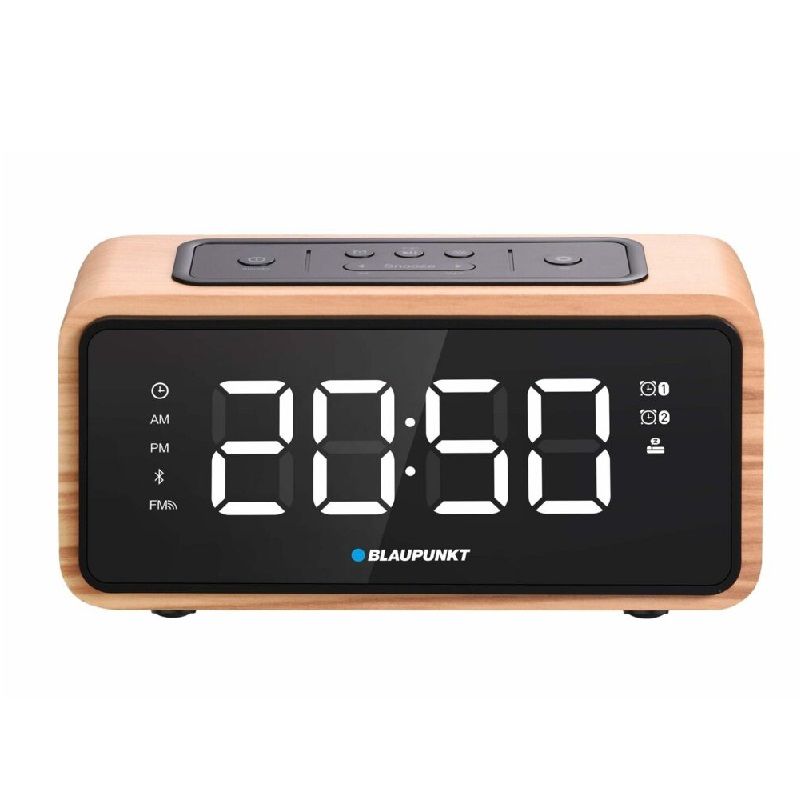 BLAUPUNKT CR65BT Bluetooth Radio Alarm Clock, light wood colour radio, radiopulksteņi