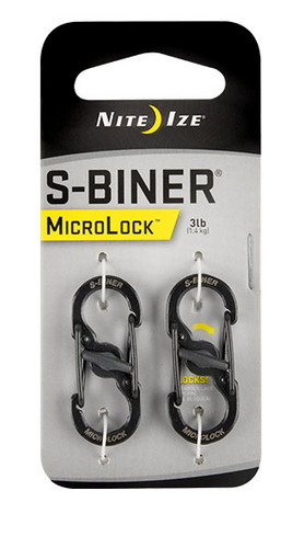 S-Biner MicroLock karabiner stainless steel, black 2 pieces