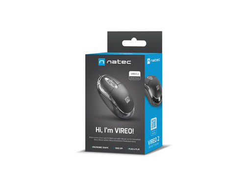 NATEC MOUSE VIREO 2 1000DPI BLACK Datora pele