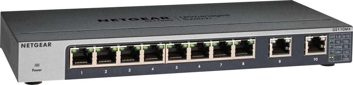 Netgear GS110MX ungemanaged 10G Ethernet (100/1000/10000) black (GS110MX-10... komutators