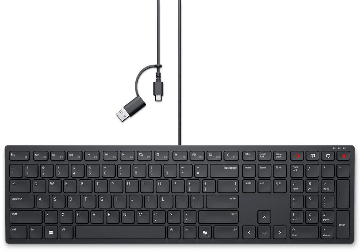 Dell Wired Collaboration Keyboard KB525C - keyboard - QWERTZ - German - black Input Device klaviatūra