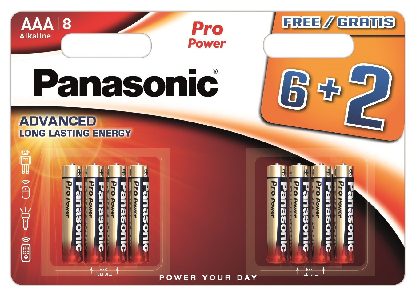 Panasonic Pro Power battery LR03PPG/8B (6+2) 5410853040194 Baterija