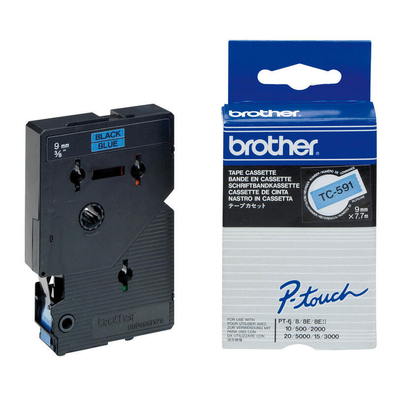 Tape Brother 9mm BLACK ON BLUE TAPE biroja tehnikas aksesuāri