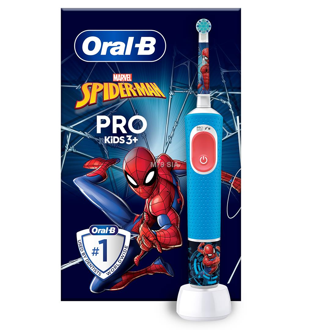 Oral-B Vitality PRO Kids Spiderman Electric Toothbrush, Blue | Oral-B mutes higiēnai