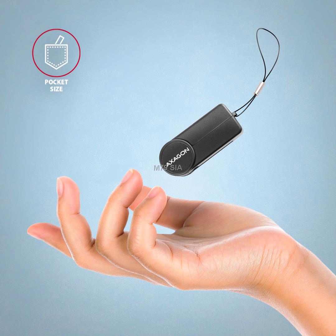 Axagon Foldable pocket USB-A contact Smart / ID card reader. karšu lasītājs