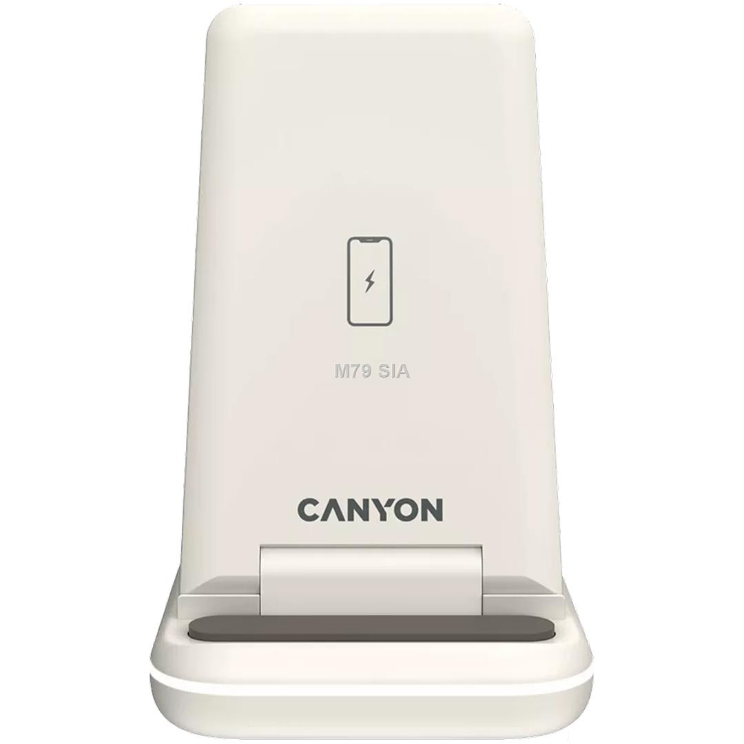 CANYON WS-304,  Foldable  3in1 Wireless charger, with touch button for Running water light, Input 9V/2A,  12V/1.5AOutput 15W/10W/7.5W/5W, Ty aksesuārs mobilajiem telefoniem