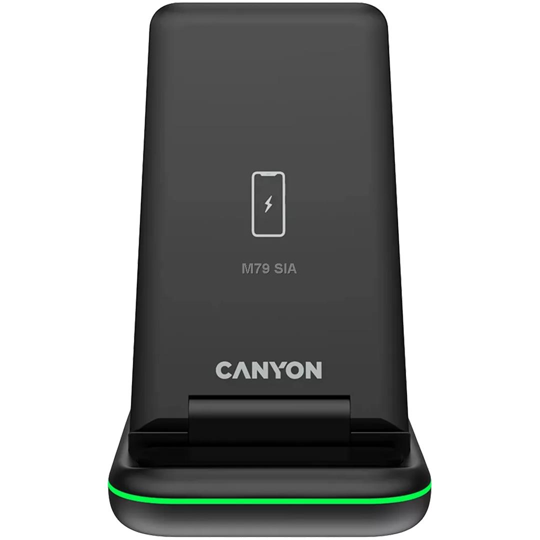 Canyon Ladegerat Wireless Dock 3in1 QI fur Apple 15W   black retail iekārtas lādētājs