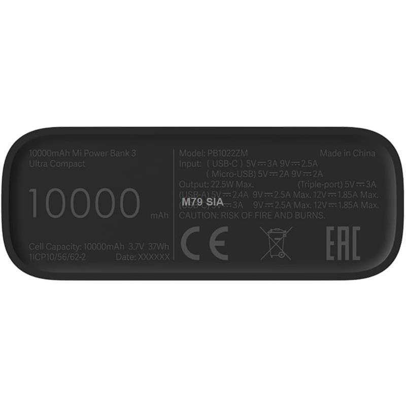 Xiaomi Mi Power Bank 3 Ultra Compact 10000mAh Powerbank, mobilā uzlādes iekārta