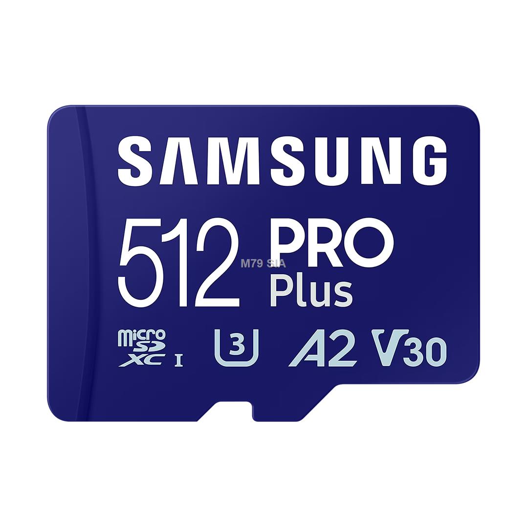 Samsung PRO Plus microSD Card with Adapter 512 GB, MicroSDXC, Flash memory class U3, V30, A2 atmiņas karte