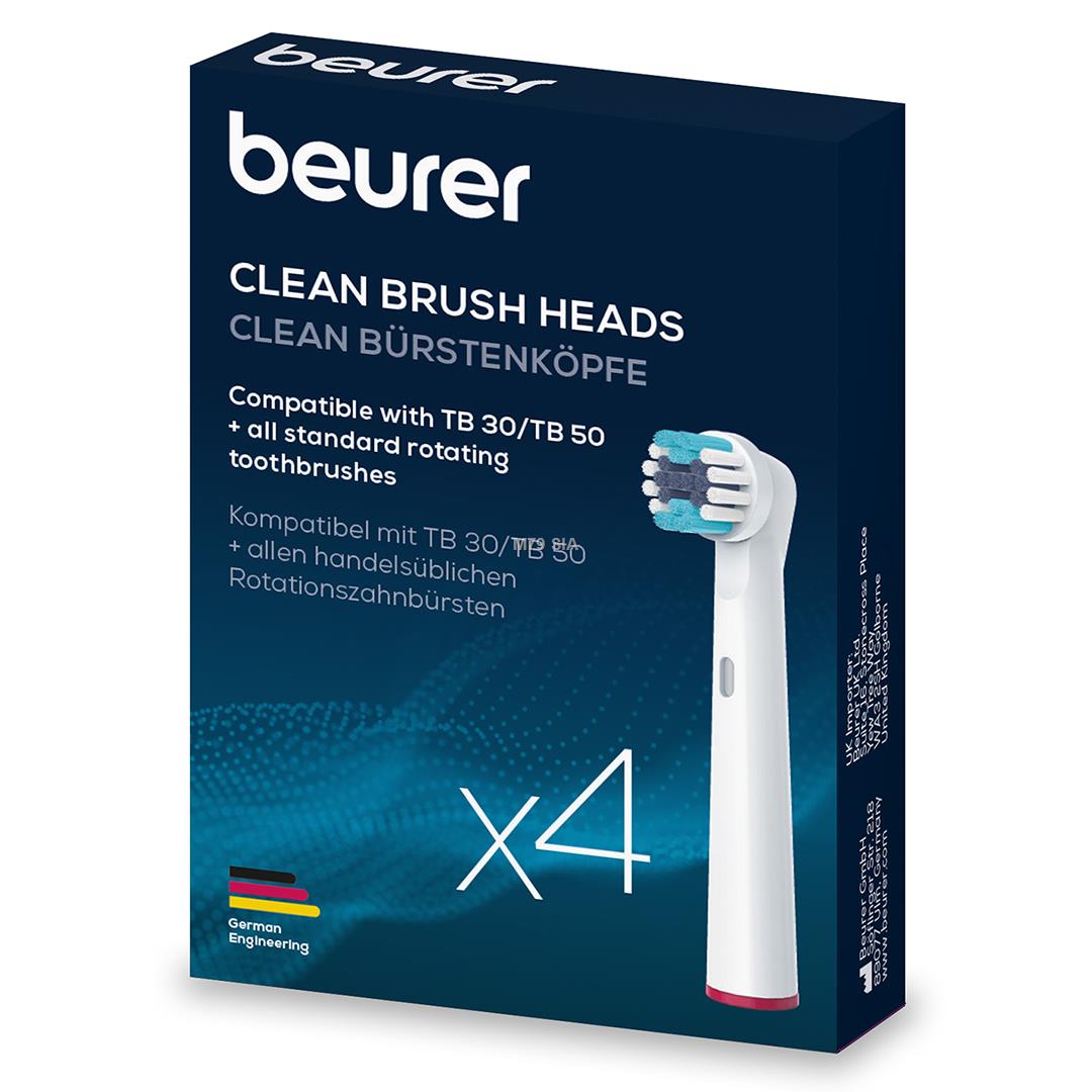 Beurer Clean, 4 gab., balta - Uzgali elektriskajai zobu birstei 10156 10156 (4211125101565) LED Televizors