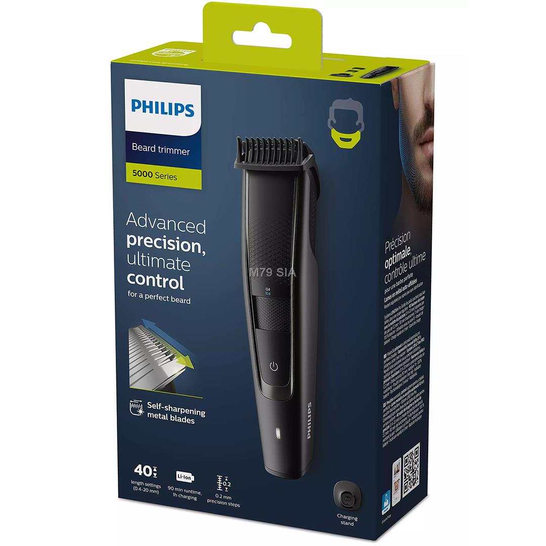 Philips Beardtrimmer series 3000 Beard trimmer BT5515/20, 0.2-mm precision settings, 90 min cordless use/1 hr charge matu, bārdas Trimmeris