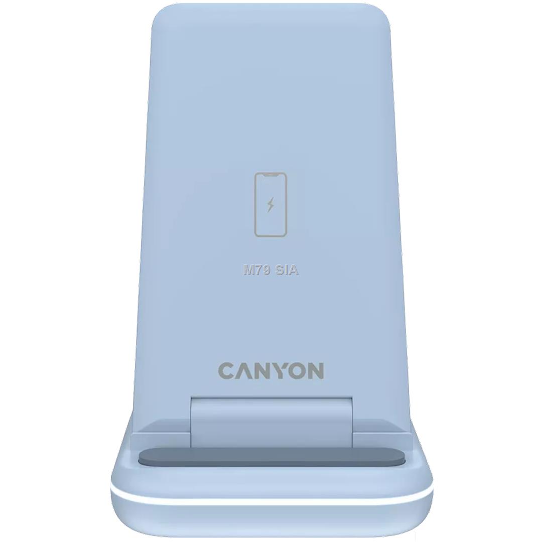 CANYON  Foldable  3in1 Wireless charger, with touch button for Running water light, Input 9V/2A,  12V/1.5AOutput 15W/10W/7.5W/5W, Type c to aksesuārs mobilajiem telefoniem