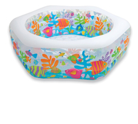 PROMO Coral Reef Pool with Inflatable Floor, Hexagonal in Box 191x178x61cm 56493NP INTEX Baseins