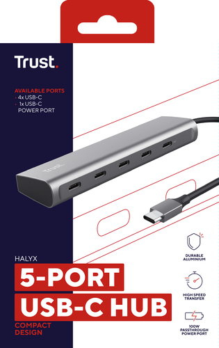 I/O HUB USB-C 5PORT HALYX/25136 TRUST USB centrmezgli