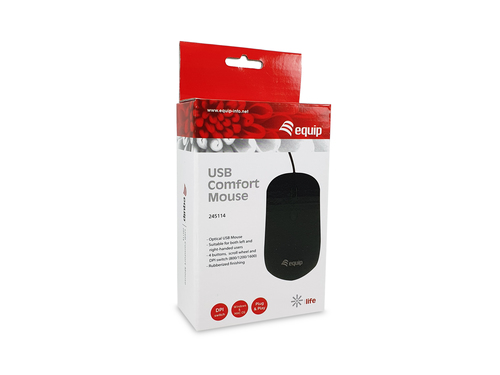 Equip Optische Maus USB Comfort 4 Tasten         R+L schwarz Datora pele