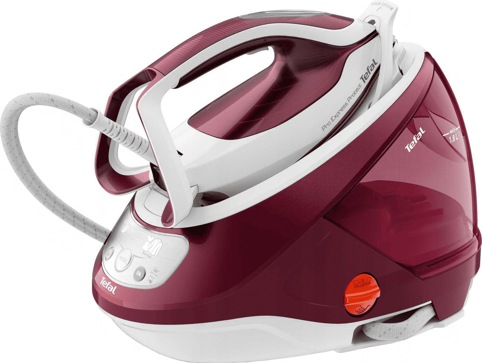 Tefal GV9220 steam ironing station 2600 W Durilium AirGlide Autoclean soleplate Burgundy, White Gludeklis