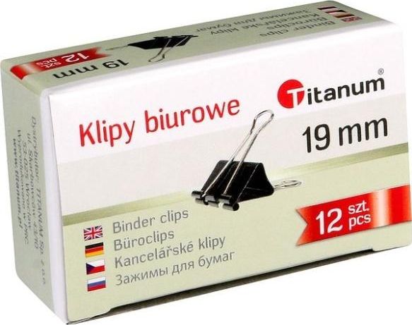 Titanum Klipy biurowe 19mm 12szt 397822 (5906554525028) biroja tehnikas aksesuāri