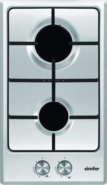 Simfer Hob H3.200.VGRIM Gas, Number of burners/cooking zones 2, Rotary knobs, Stainless steel plīts virsma