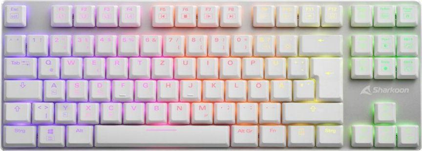 DE layout - Sharkoon PureWriter RGB, gaming keyboard (white, Kailh Choc Low Profile Blue) klaviatūra