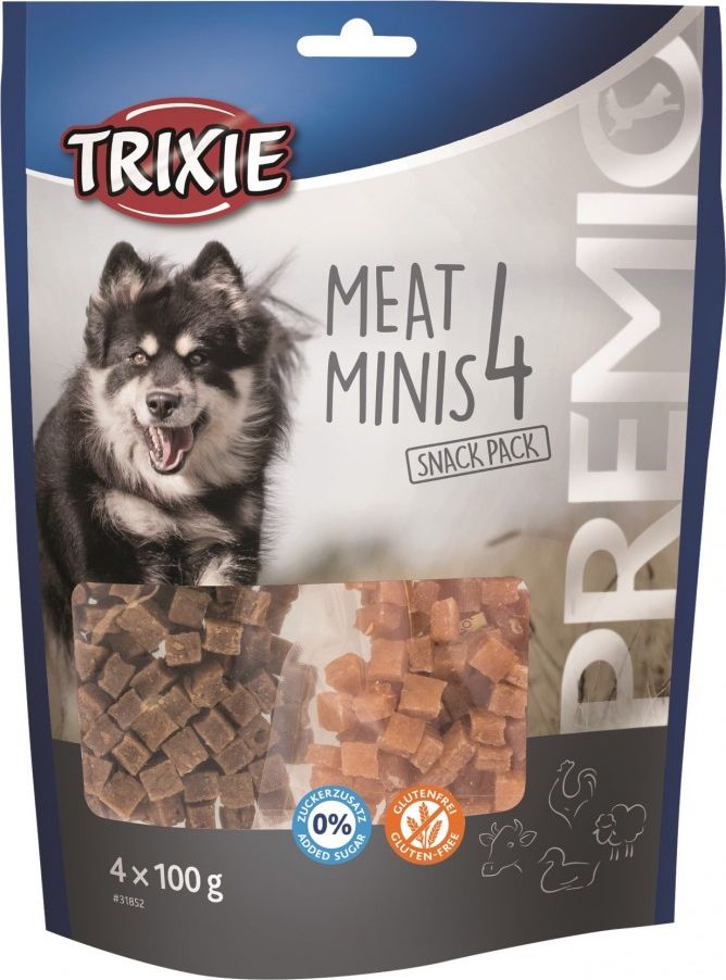 Trixie Przysmaki PREMIO 4 Meat Minis, kurczak, kaczka, wolowina, jagniecina, 4  times  100 g TX-31852 (4011905318523)