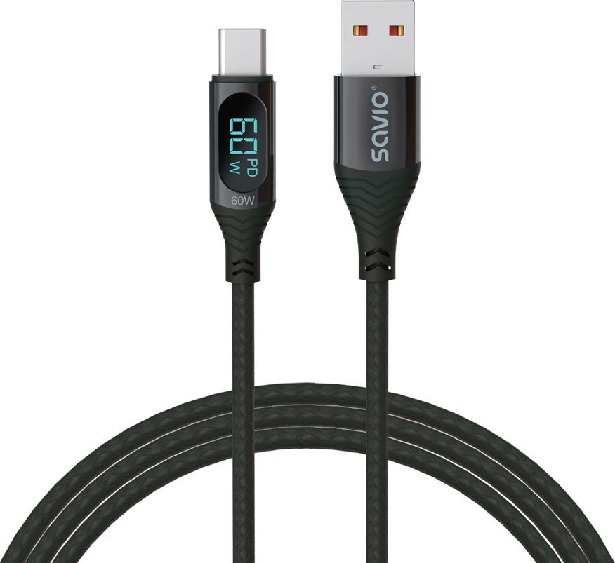Kabel USB Savio USB-A - USB-C 1 m Czarny (SAVKABELCL-172) SAVKABELCL-172 (5901986047780) USB kabelis