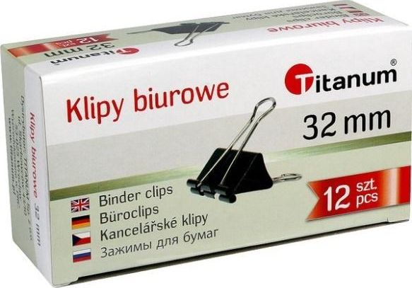 Titanum Klipy biurowe 32mm 12szt 397824 (5906554525011) biroja tehnikas aksesuāri