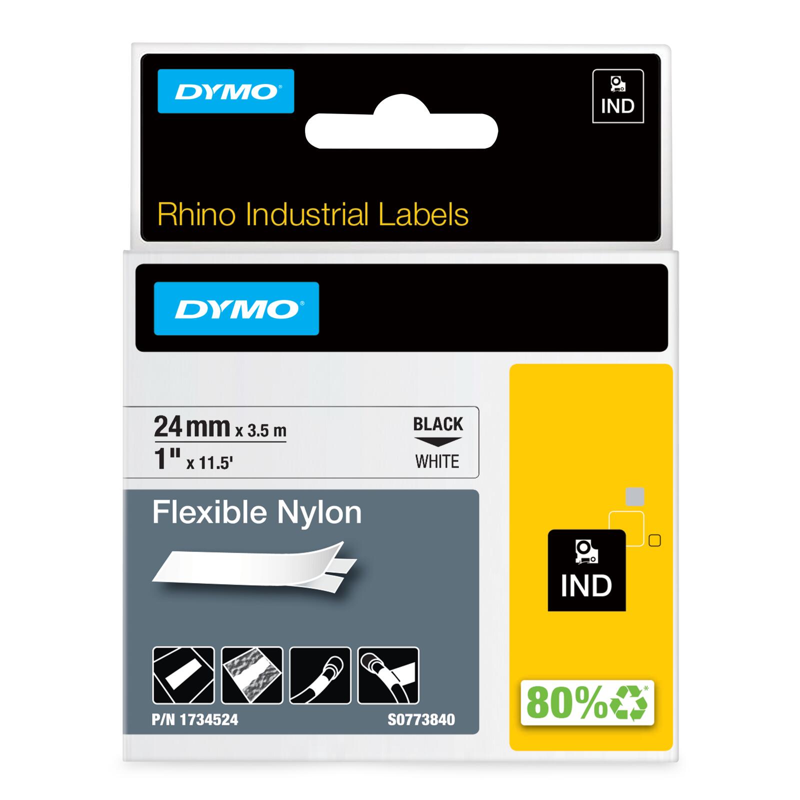 DYMO Rhino Band Nylon 24mmx3,5m black auf White  rezerves daļas un aksesuāri printeriem