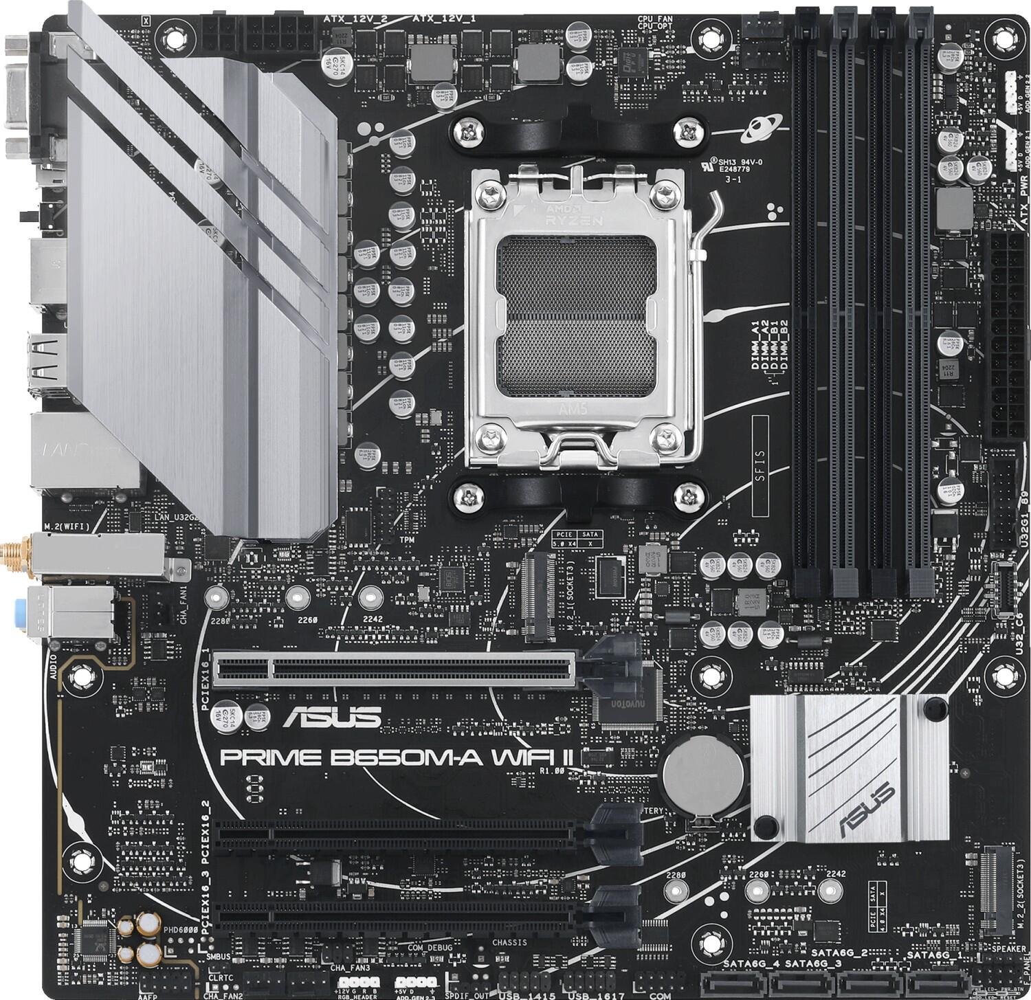 ASUS Prime B650M-A WIFI II, AMD B650 Mainboard, Socket AM5, DDR5 pamatplate, mātesplate