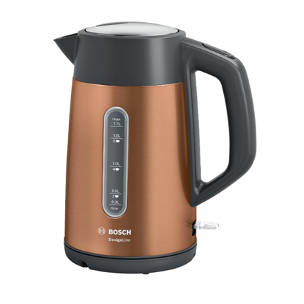 Bosch Kettle TWK4P439 Electric, 2400 W, 1.7 L, Stainless steel, Copper, 360° rotational base 4242005188284 Elektriskā Tējkanna