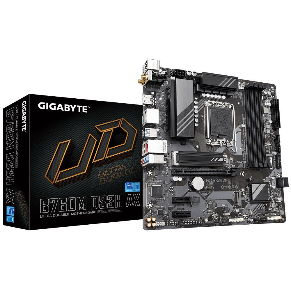 Mainboard|GIGABYTE|Intel B760 Express|LGA1700|Micro-ATX|Memory DDR5|Memory slots 4|2xPCI-Express 3.0 1x|1xPCI-Express 4.0 16x|2xM.2|1xHDMI|2 pamatplate, mātesplate