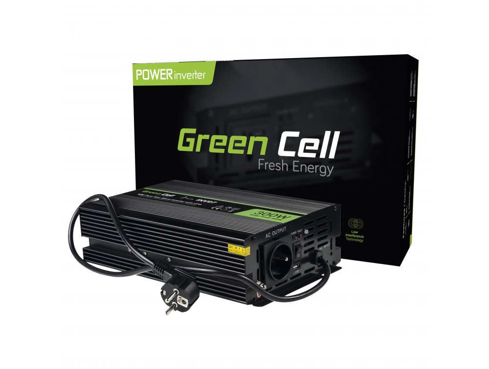 Green Cell UPS 12V to 230V Pure sine wave 300W/600W for furnances and central heating pumps Strāvas pārveidotājs, Power Inverter