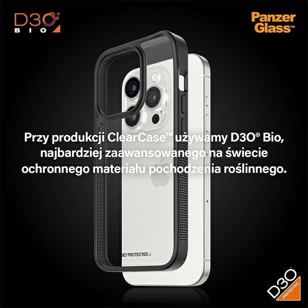 PanzerGlass ClearCase Beskyttelsescover Sort Gennemsigtig Apple iPhone 15 Pro Mobilais Telefons