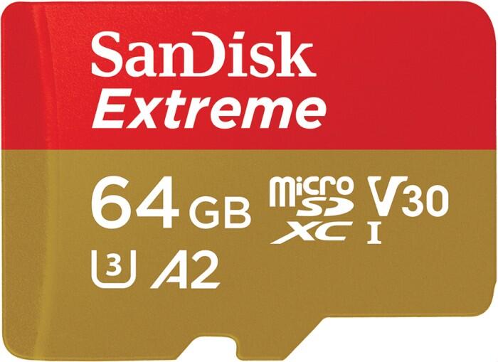 SanDisk microSDXC Extreme 64GB 170/80 MB/s A2 C10 V30 UHS-I U3 atmiņas karte