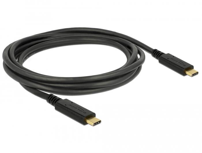 DELOCK Kabel USB 3.1 Gen1 C > C E-Marker 3A 2.0m schwarz kabelis, vads