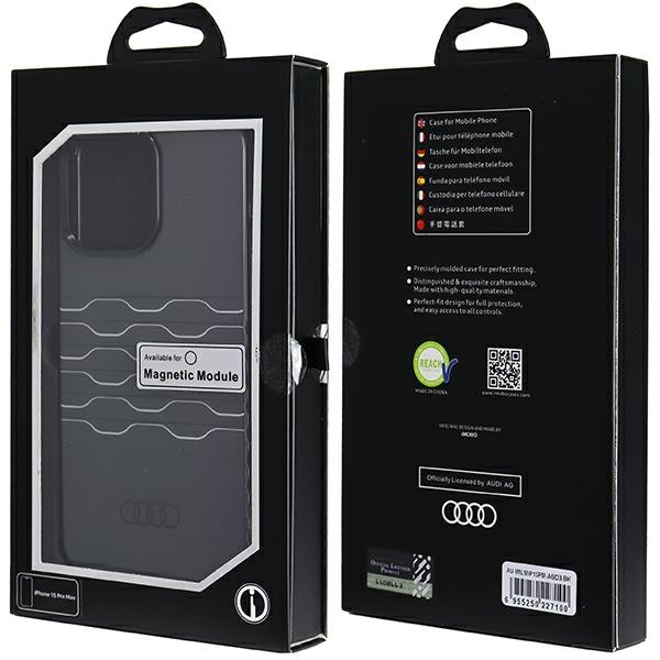 Audi IML MagSafe Case iPhone 15 Pro Max 6.7" Black hardcase maciņš, apvalks mobilajam telefonam